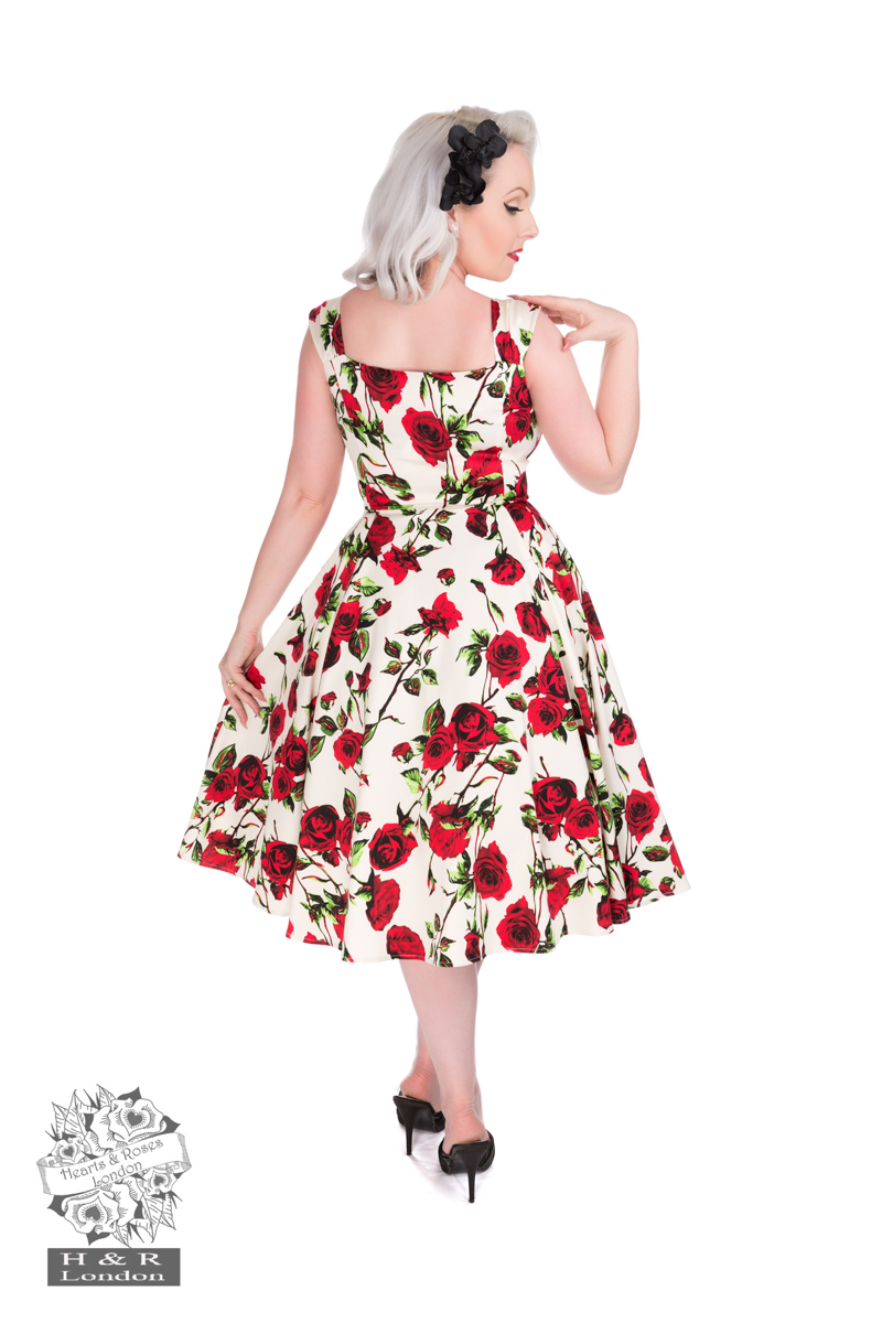 50s Ditsy Rose Floral Summer Dress